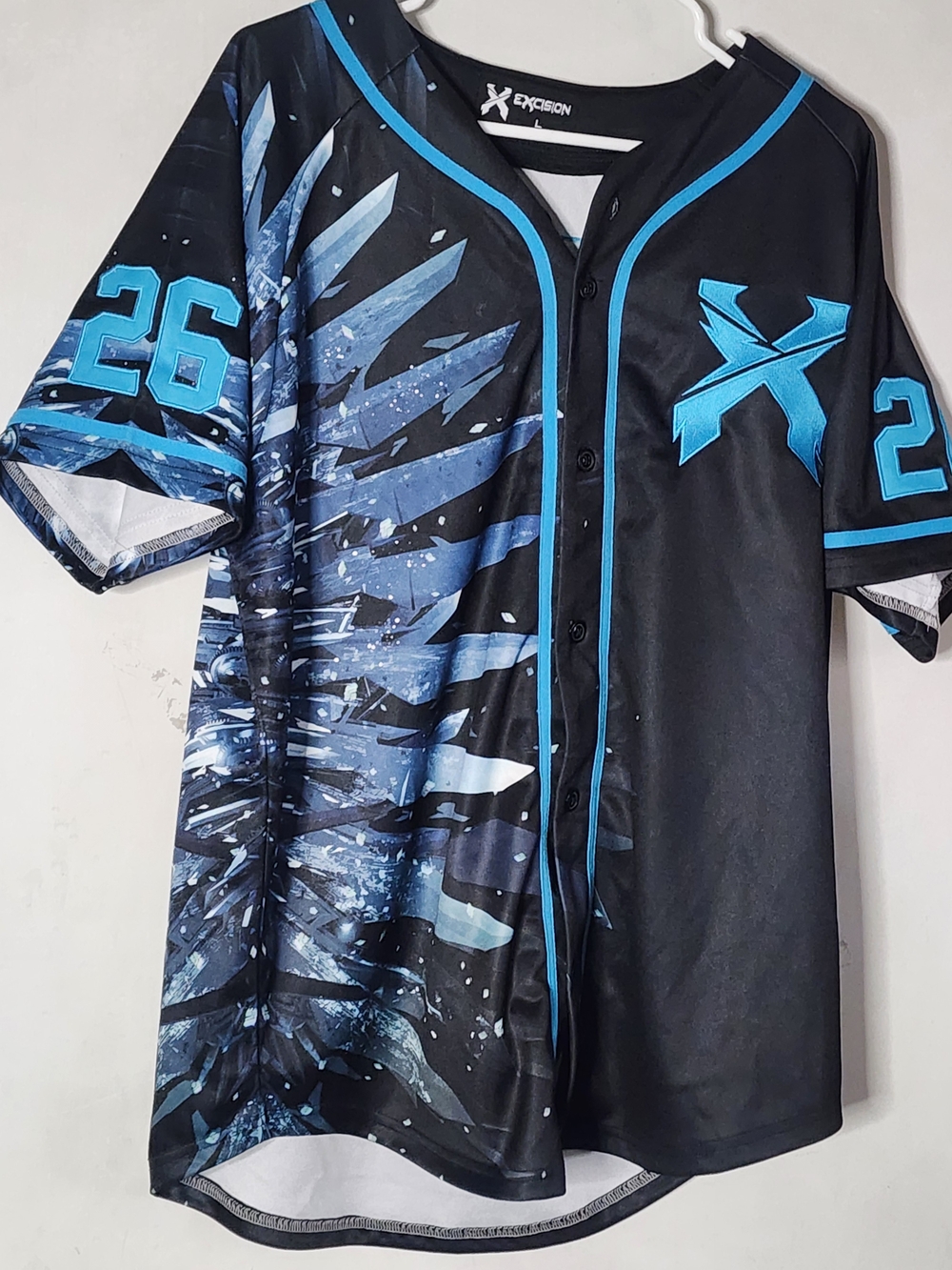 Men's Black & Blue Graphic Baseball Jersey by